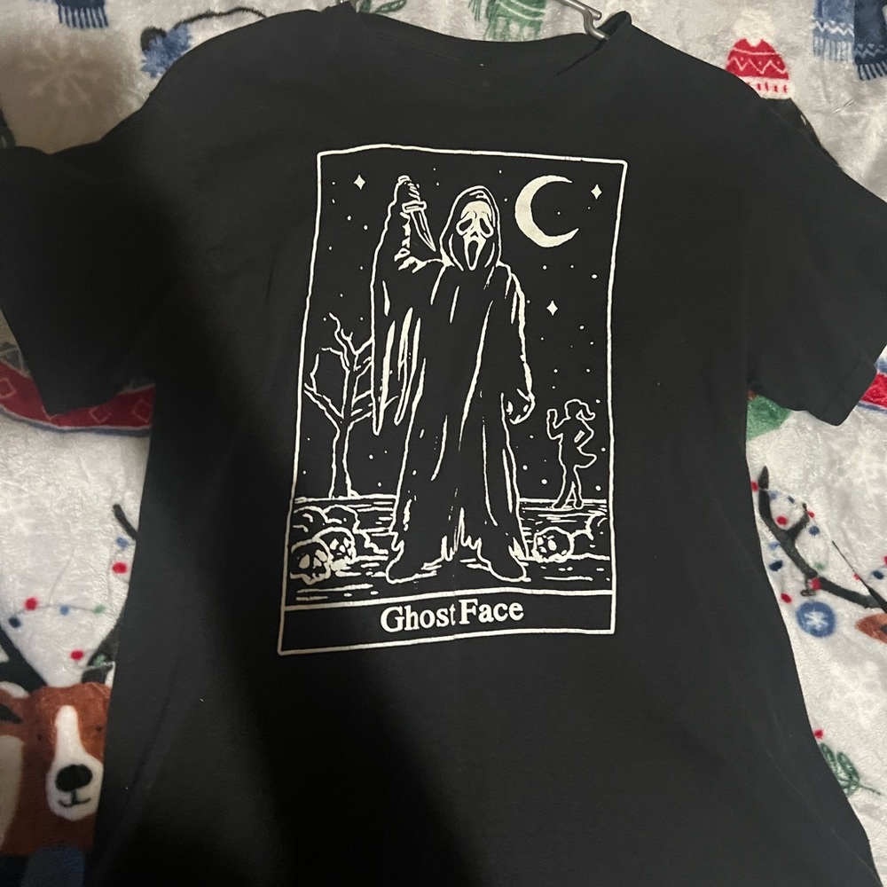 Black Ghost Face Graphic T-Shirt